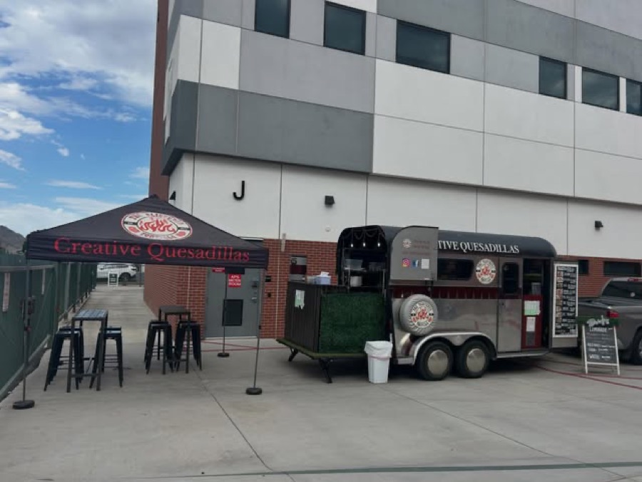 The Blistered Tortilla trailer set up and serving
